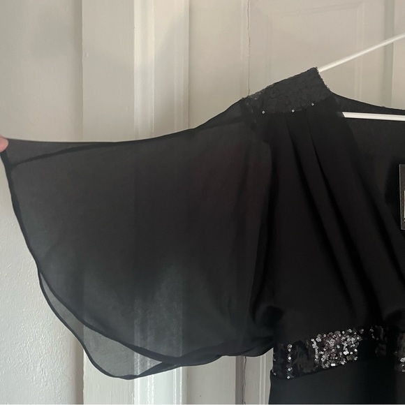 City Chic black sequin accents faux wrap top size 16 new - Picture 4 of 8